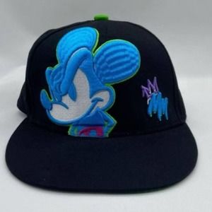 Disney Mickey Mouse Black Snapback Baseball‎ Hat Cap - Angry Look 1928